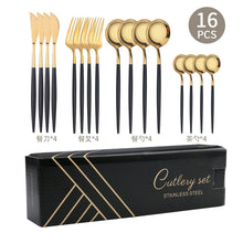Load image into Gallery viewer, Steak Knife and Fork round Spoon Stainless Steel Spoon Portuguese Tableware Golden Set Spork
