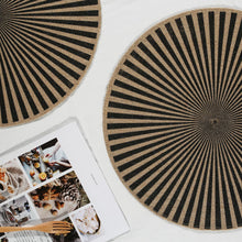 Load image into Gallery viewer, Round simple style natural color, evening placemat table mat coaster Japanese style, environmentally friendly fringed jute placemat

