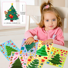 Load image into Gallery viewer, 6 Sheets/Pack Christmas Tree Face Changing Stickers Children Christmas Party DIY Christmas Tree Puzzle Stickers
