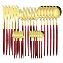 Load image into Gallery viewer, Stainless Steel Tableware Knife, Fork and Spoon 30-Piece Set Hotel Portugal Knife, Fork and Spoon Fruit
