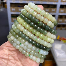 Load image into Gallery viewer, Natural Gradient Color Hetian Jade Old Beads Bracelet Ancient Style Single Circle Bracelet Ornament Gift
