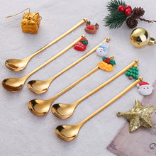 Load image into Gallery viewer, Christmas Gift Creative Ins Stirring Spoon Santa Claus Spoon Elk Fruit Fork
