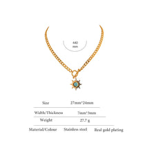 Load image into Gallery viewer, 18K titanium steel necklace women's sunflower turquoise pendant collarbone necklace
