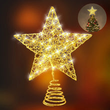 Load image into Gallery viewer, Christmas tree decoration light led copper wire star light Christmas tree top star with light string
