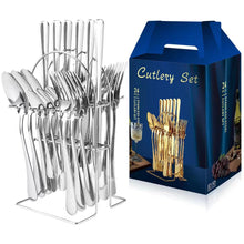 Load image into Gallery viewer, Stainless Steel Tableware Set Western Tableware Knife, Fork and Spoon 24-Piece Set
