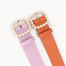 Load image into Gallery viewer, Women's Belt Square Button Point Pearl Sweet Elegant Dress Decorative Band
