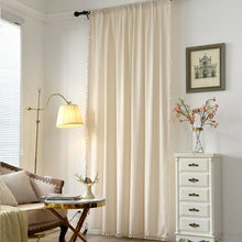 Load image into Gallery viewer, Simple Cotton and Linen Curtain Striped Tassel Living Room Curtain Rod
