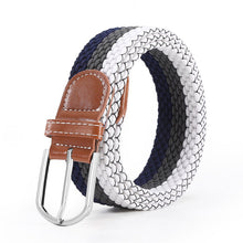 Load image into Gallery viewer, Hole Pin Buckle Belt Women's Canvas Elastic Waistband Casual Stretch Woven Leather Belt
