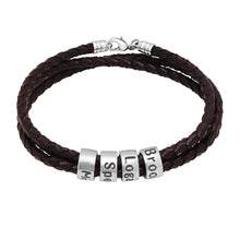 Load image into Gallery viewer, Woven Beads Bracelet Men's DIY Custom Letter Name Leather Rope Bracelet Father
