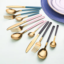 Load image into Gallery viewer, Western Food Knife and Fork 24-Piece Set Steak Knife and Fork round Spoon Stainless Steel Spoon
