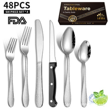 Load image into Gallery viewer, Hammered Stainless Steel Tableware Set Gift Western Tableware Water Cube Knife, Fork and Spoon Steak Knife
