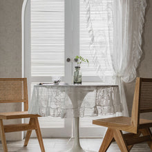 Load image into Gallery viewer, White Retro French Transparent Lace Mesh Curtains Ruffled Balcony Bedroom Curtain
