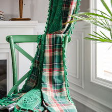 Load image into Gallery viewer, Plaid Stitching Curtain Christmas Red American Curtain
