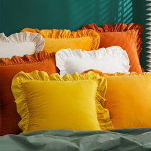 Load image into Gallery viewer, Ruffled Solid Color Pillow Cover Velvet Sofa Home Soft Backrest Cushion Cover
