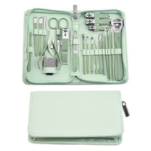 Load image into Gallery viewer, Stainless Steel Nail Clippers Manicure Set Nail Art Pedicure Scissors Tool Zipper 22 Pcs Set Fingernail Maintenance Kit
