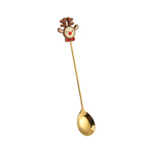 Load image into Gallery viewer, Q Christmas Gift Creative Small Spoon Golden Elk Cartoon Fruit Fork Christmas Tree Old Man Dessert Coffee Spoon
