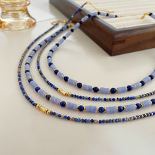 Load image into Gallery viewer, New Retro Lapis Lazuli Color Beaded Necklace Women's Simple Fashion Short Necklace
