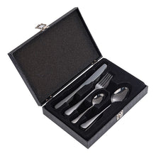 Load image into Gallery viewer, Stainless Steel Tableware Four Components Gift Set Wooden Box Gift Box Knife, Fork and Spoon
