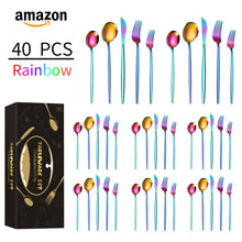 Load image into Gallery viewer, Stainless Steel Tableware Knife, Fork and Spoon 40-Piece Set Portuguese Tableware Steak Knife, Fork and Spoon 5-Piece Set
