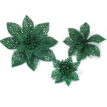 Load image into Gallery viewer, 12pcs/Set Christmas Tree Decorative Flowers Double-Layer Hollow Artificial Flowers
