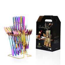 Load image into Gallery viewer, Stainless Steel Tableware Knife, Fork and Spoon Suit New Western Food/Steak Knife, Fork and Spoon 24-Piece Set
