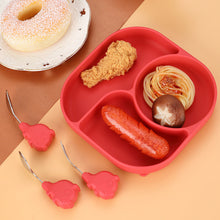 Load image into Gallery viewer, Baby Fork and Spoon Integrated Silica Gel Sucker Toddler Feeding Dinner Plate Children Tableware
