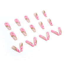 Load image into Gallery viewer, Long Ballet Nail Blooming Color Stitching Flash Gold Powder Foreign Trade Nail Tip One Second Wearable Manicure
