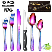 Load image into Gallery viewer, Hammered Stainless Steel Tableware Set Gift Western Tableware Water Cube Knife, Fork and Spoon Steak Knife
