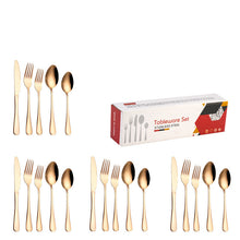 Load image into Gallery viewer, Tableware Set Stainless Steel 20-Piece Set 5-Piece Set Creative Western Food Steak Knife, Fork and Spoon Gold
