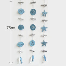 Load image into Gallery viewer, Blue Ocean Wooden Ornaments Creative Mediterranean Style Home Decoration Starfish Scallop Pendant
