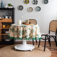 Load image into Gallery viewer, Cotton Linen Tablecloth Green Pine Branch Printed Tablecloth Korean Napkin Printed Coffee Table Cloth
