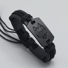 Load image into Gallery viewer, European and American Punk Men's Leather Bracelet Black Wolf Head Bracelet Multi-Layer Braided Bracelet Leather Rope for Boyfriend
