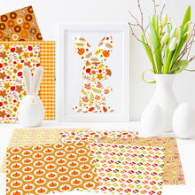Load image into Gallery viewer, 12 Sheets/Pack Small Floral Cute Style 6-Inch Hand Account Cut Sticker Album Material This Pumpkin Thanksgiving Background Paper
