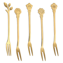 Load image into Gallery viewer, Q Stainless Steel Creative Fruit Fork Two-Tooth Fork Dessert Fork Household Fruit Toothpick Cake Fork

