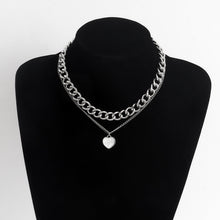 Load image into Gallery viewer, Double Layers Loving Heart Fritillary Pendant Necklace Women's Punk Style Hip Hop Female Choker Jewelry Set
