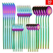 Load image into Gallery viewer, Stainless Steel Knife and Forks 30-Piece Set Portuguese Tableware Golden Set  Western Food Steak Knife Fork and Spoon

