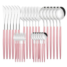 Load image into Gallery viewer, Stainless Steel Tableware Knife, Fork and Spoon 30-Piece Set Hotel Portugal Knife, Fork and Spoon Fruit
