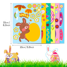 Load image into Gallery viewer, 6 Sheets/Pack Easter Rabbit Puzzle Stickers Dried Shrimp Children's Educational Puzzle Colorful Egg Face Changing Stickers
