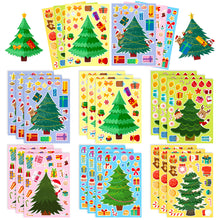 Load image into Gallery viewer, 6 Sheets/Pack Christmas Tree Face Changing Stickers Children Christmas Party DIY Christmas Tree Puzzle Stickers
