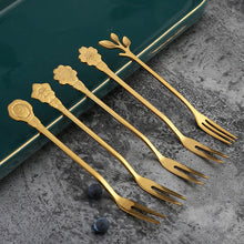 Load image into Gallery viewer, Q Stainless Steel Creative Fruit Fork Two-Tooth Fork Dessert Fork Household Fruit Toothpick Cake Fork

