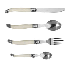 Load image into Gallery viewer, Stainless Steel Knife, Fork and Spoon Set White Plastic Handle Steak Knife Steak Fork Spoon Steak Western Tableware
