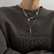 Load image into Gallery viewer, Zircon Double Layer Twin Twist Knot Necklace Hip Hop Men and Women Simple Ornament
