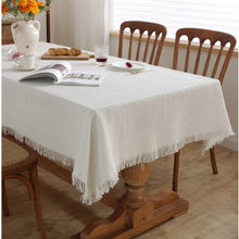 Load image into Gallery viewer, White Cotton Linen Fabric Tablecloth Decorative Cloth Waffle Cotton Thread Rectangular Lace round Tablecloth Ins French Cloth
