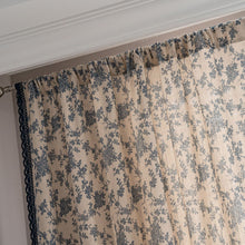 Load image into Gallery viewer, Blue Rose Flower Half Shade Cotton Linen Kitchen Curtain Printed Bedroom Curtain
