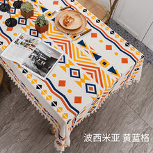 Load image into Gallery viewer, Bohemian Tablecloth Cotton Linen Disposable Fabric Ethnic Style Tassel Rectangular Tassel Tablecloth Waterproof and Oil-Proof
