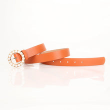 Load image into Gallery viewer, Fashion Trend round Pearl Pin Buckle Highlight Temperament Noble Belt
