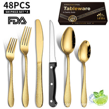 Load image into Gallery viewer, Hammered Stainless Steel Tableware Set Gift Western Tableware Water Cube Knife, Fork and Spoon Steak Knife
