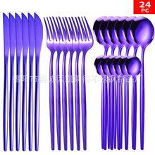 Load image into Gallery viewer, Stainless Steel Knife and Forks 24-Piece Portuguese Tableware Set Golden Set Creative Western Food Steak Knife
