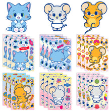 Load image into Gallery viewer, 6-36 Sheets/Pack Cartoon Puzzle Face Changing Stickers New Anime Personality Graffiti DIY Educational Puzzle Stickers

