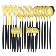 Load image into Gallery viewer, Stainless Steel Tableware Knife, Fork and Spoon 30-Piece Set Hotel Portugal Knife, Fork and Spoon Fruit
